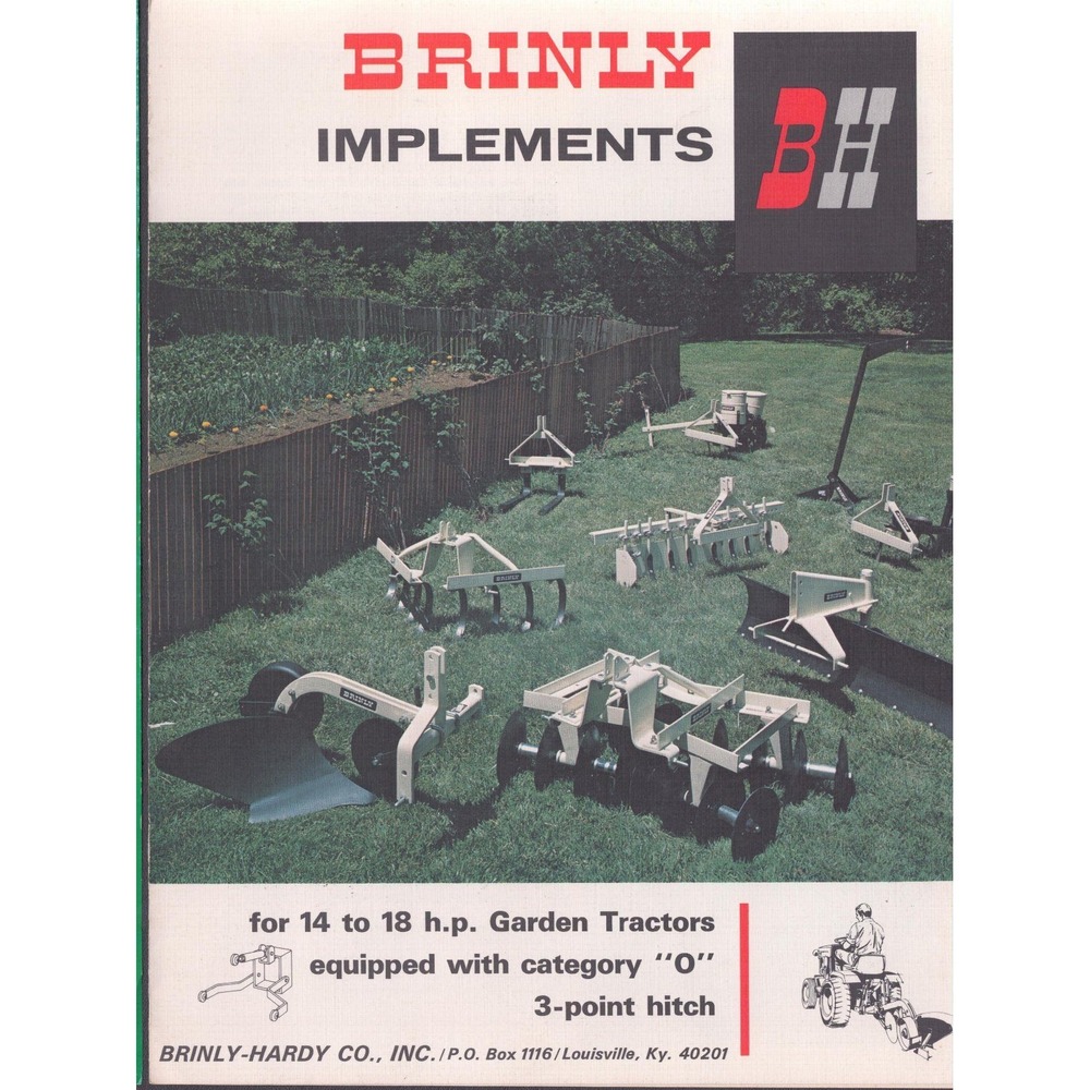 Vintage Brinly Implements Garden Tractor Attachments Sales Brochure Catalog